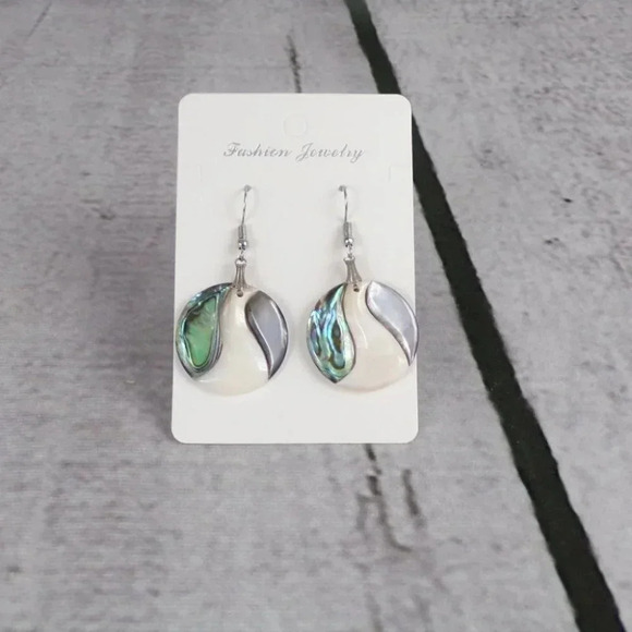 Abalone Wave Dangle Earrings - Picture 5 of 7